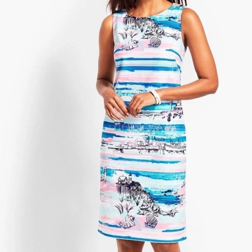 TALBOTS | Women’s Seaside Harbor Sheath Dress 100% Cotton Size 10P Nautical
